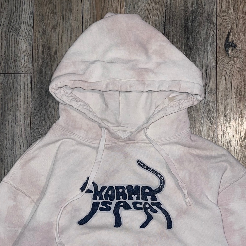 Taylor Swift Midnights Karma Is A Cat Tie Dye Hoodie XS Official Merch Stains - Picture 13 of 14